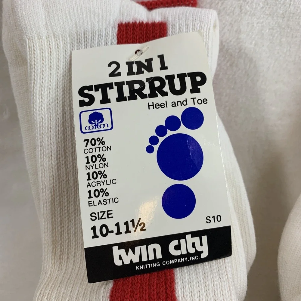 Lot Of 2 New Twin City Baseball Softball 2N1 Red White Stirrup Socks Size 10-11